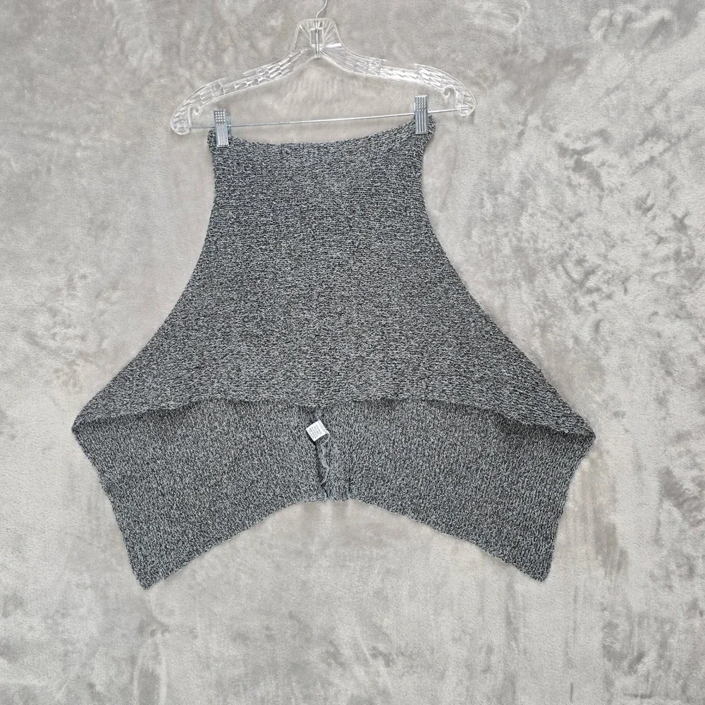 Gray Knit‎ Poncho Shrug Cowl Neck Asymmetrical Rayon Wrap Shawl Boho Layer Drape